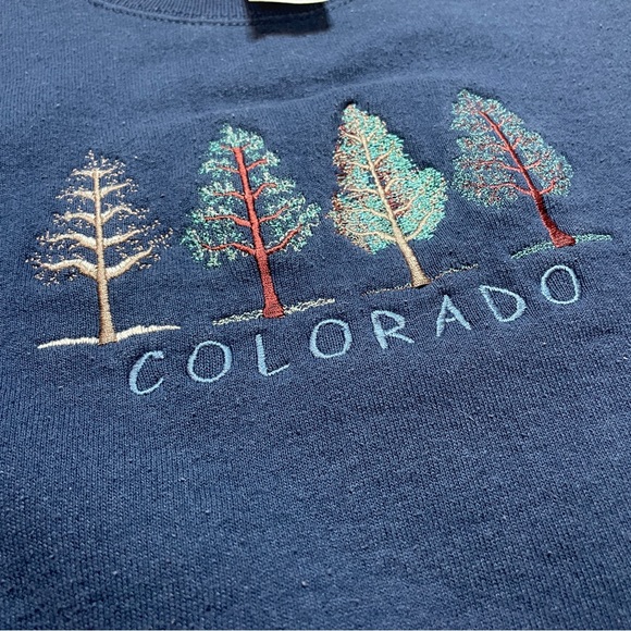 Vintage Women’s Small Colorado Navy Crewneck Sweater Long Sleeves - Picture 6 of 11